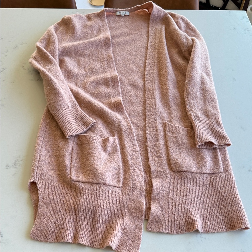 Madewell Soft Pink Long Cozy Cardigan Sweater
